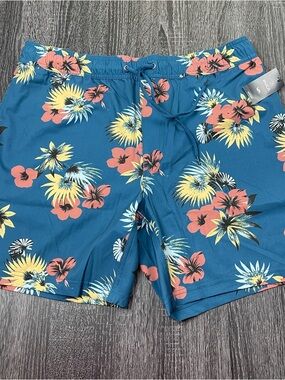RVCA North South Trunk 17 Swim Shorts Unlined Tropical Floral NWT Men’s Size L